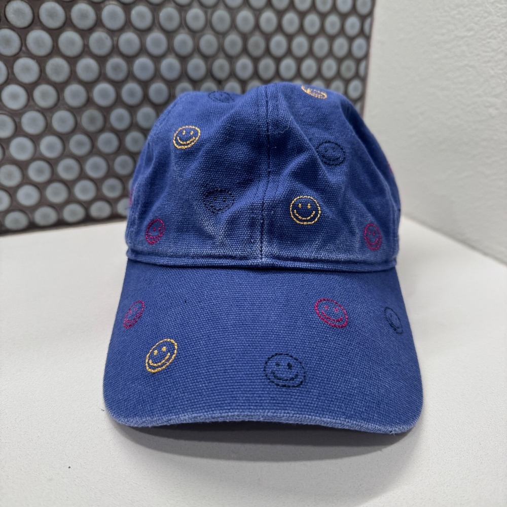 Steve Madden Hat Cap Blue Adjustable Strapback Embroidered Dad Smile All‎ Over